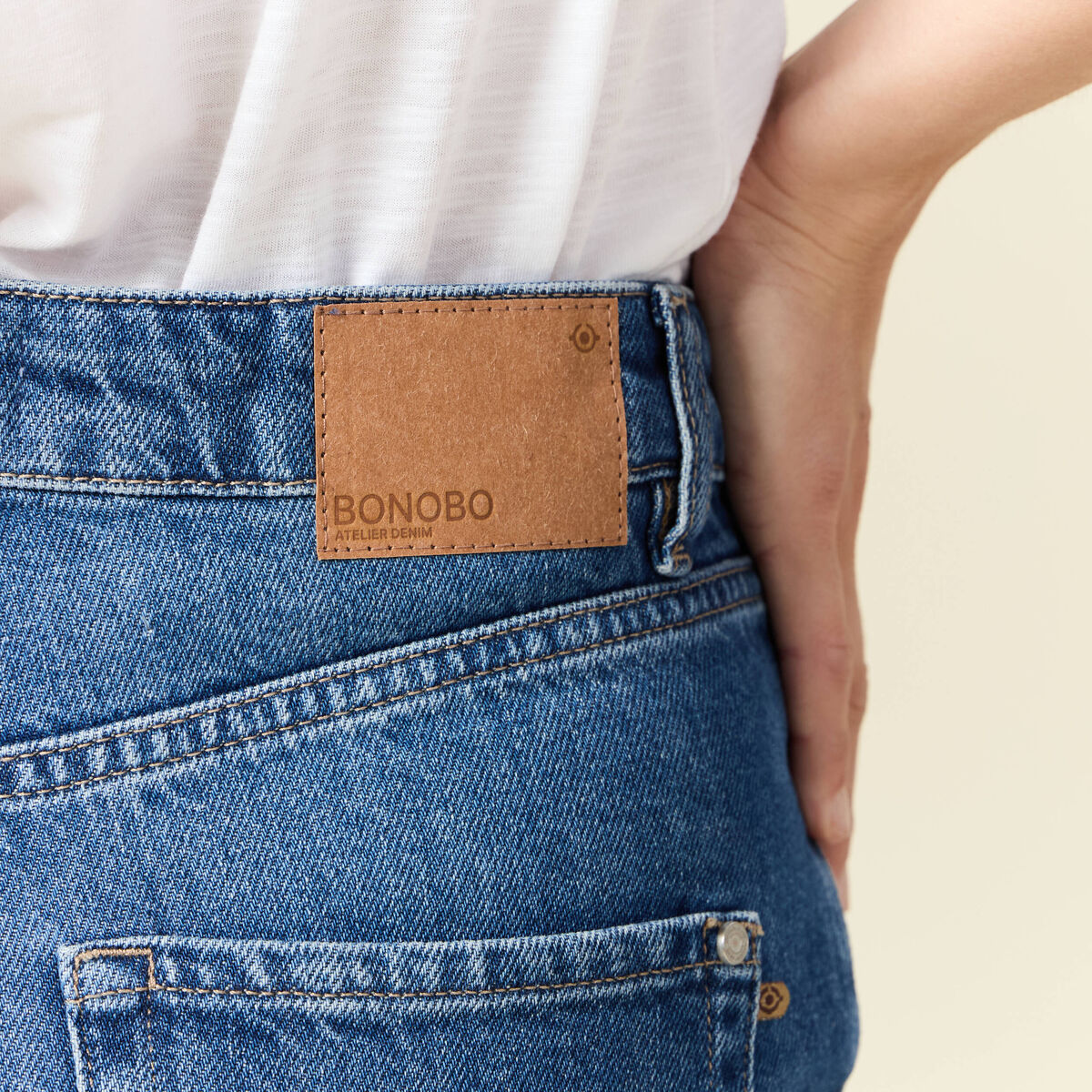 Jeans barrel taille haute denim stone femme