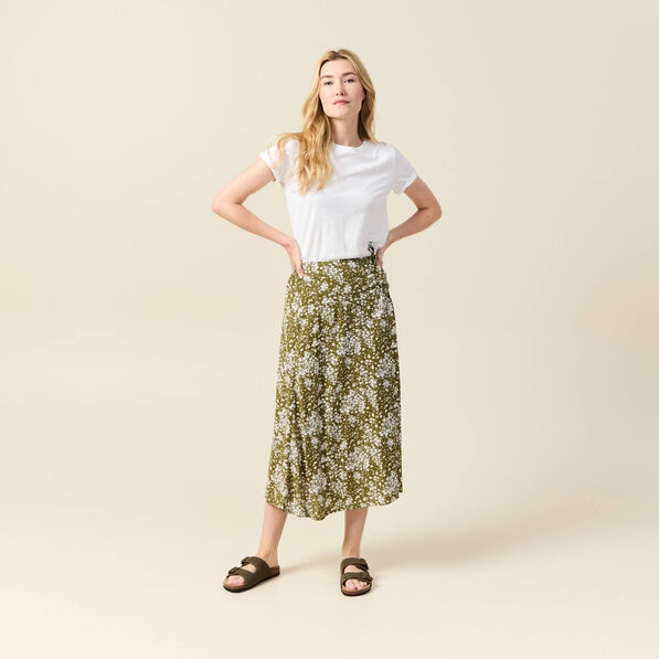 jupe longue portefeuille vert olive femme Jupe longue portefeuille vert olive femme