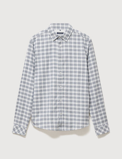 Chemise manches longues bleu fonc&eacute; homme