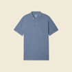 Polo cintr&eacute; en coton manches courtes bleu fonc&eacute; homme