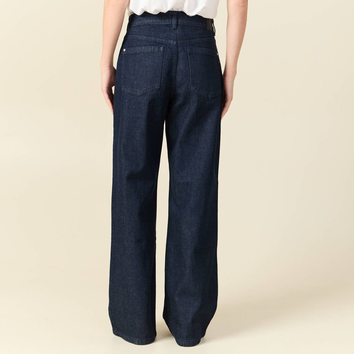 Jeans large taille haute denim brut rinse femme