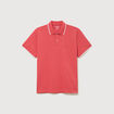 Polo cintr&eacute; en coton manches courtes rouge corail homme