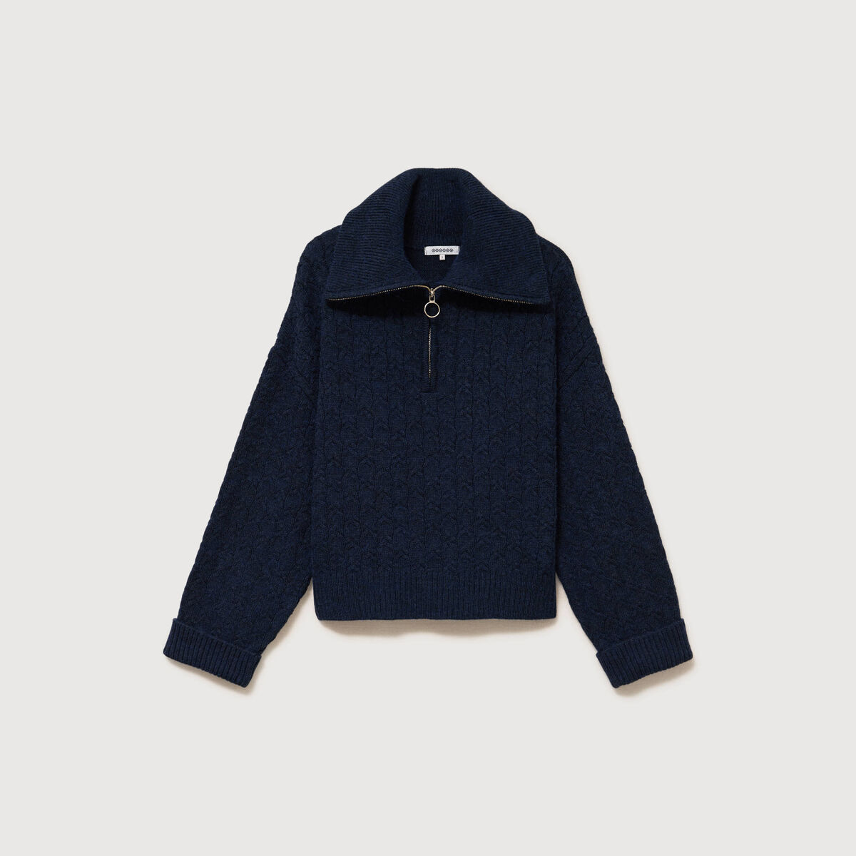 Pull droit manches longues bleu marine femme