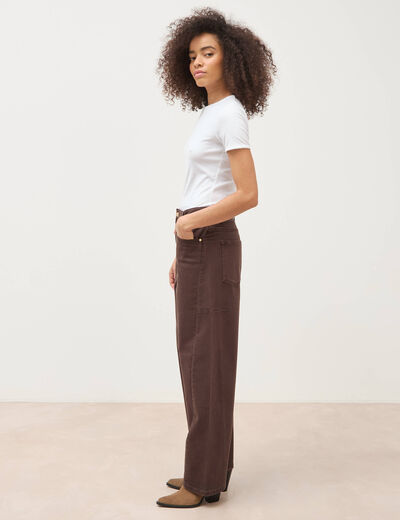 Jeans ample taille standard marron femme
