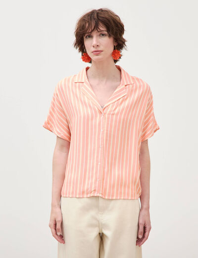 Chemise manches 3/4 orange abricot femme