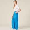 Pantalon large à pinces bleu femme