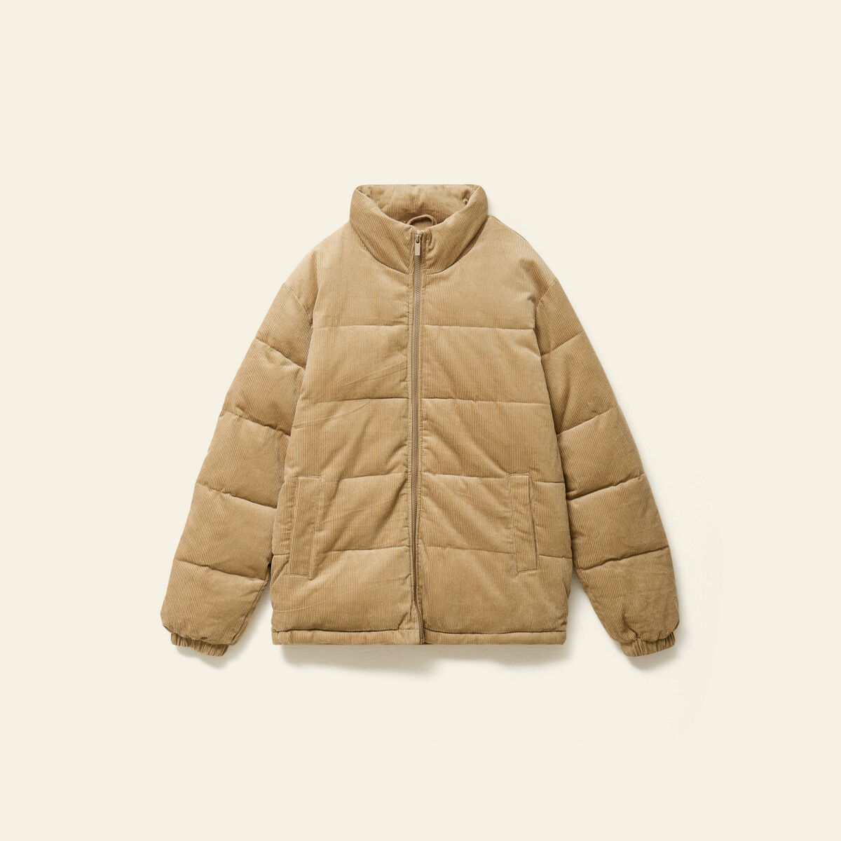 Doudoune col montant manches longues beige homme