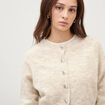 Gilet manches longues col rond creme femme
