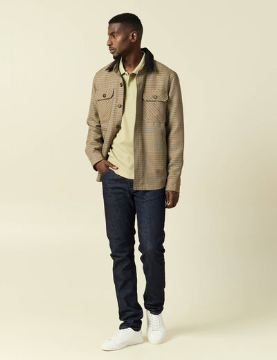 Polo col polo manches courtes en coton gris homme