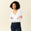 Gilet manches longues boutonné blanc femme