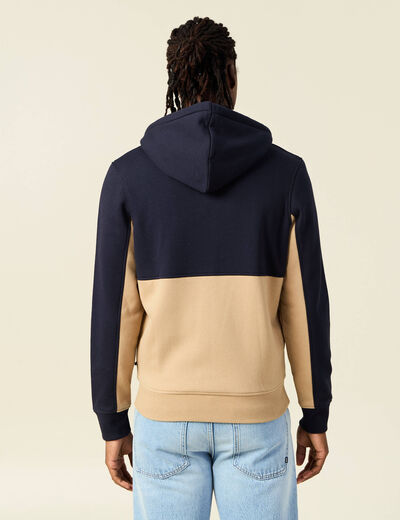Sweat zippé à capuche beige homme