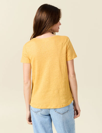 T-shirt en lin jaune femme