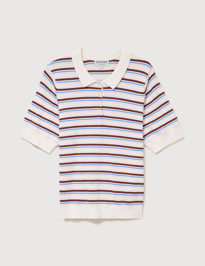 Polo manches courtes ecru femme