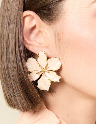 Boucles d'oreilles forme fleur rose champagne femme