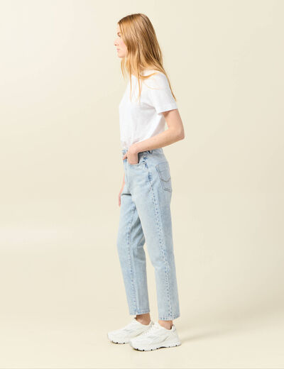 Jeans mom 7/8ème denim snow bleu femme