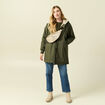 Parka oversize mi-longue &agrave; capuche vert kaki femme