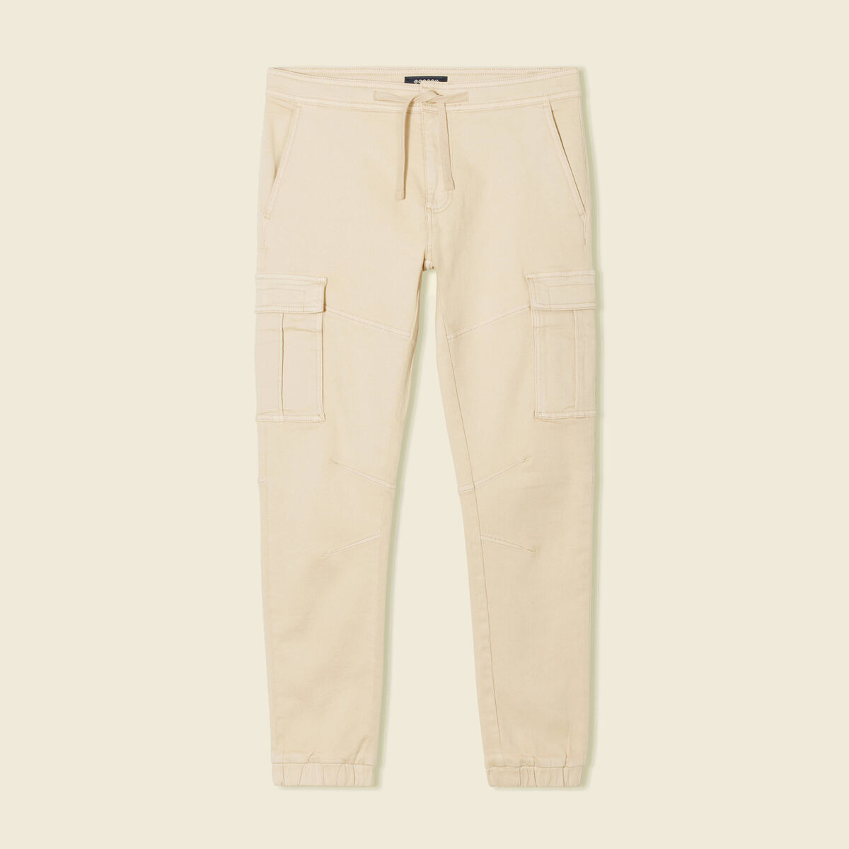 Pantalon battle bas resserr&eacute; beige homme