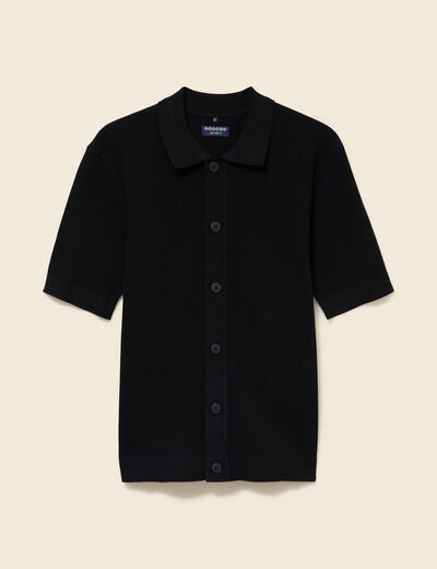 Chemise manches courtes col polo noir homme