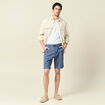 Bermuda droit bleu fonc&eacute; homme