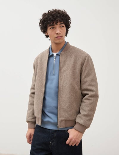 Blouson doubl&eacute; manches longues taupe homme