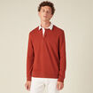 Sweat manches longues col polo marron cognac homme