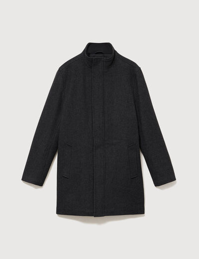 Pardessus droit long col montant noir homme
