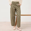 Jeans barrel taille haute vert kaki femme