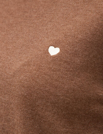 Pull fin col rond manches longues marron femme