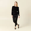 Pull manches longues sequins noir femme