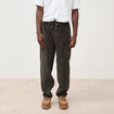 Pantalon large en velours vert kaki homme