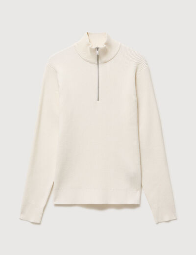 Pull col camionneur ecru homme