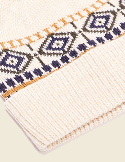 Bonnet à pompon ecru homme