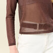 T-shirt manches longues marron cognac femme