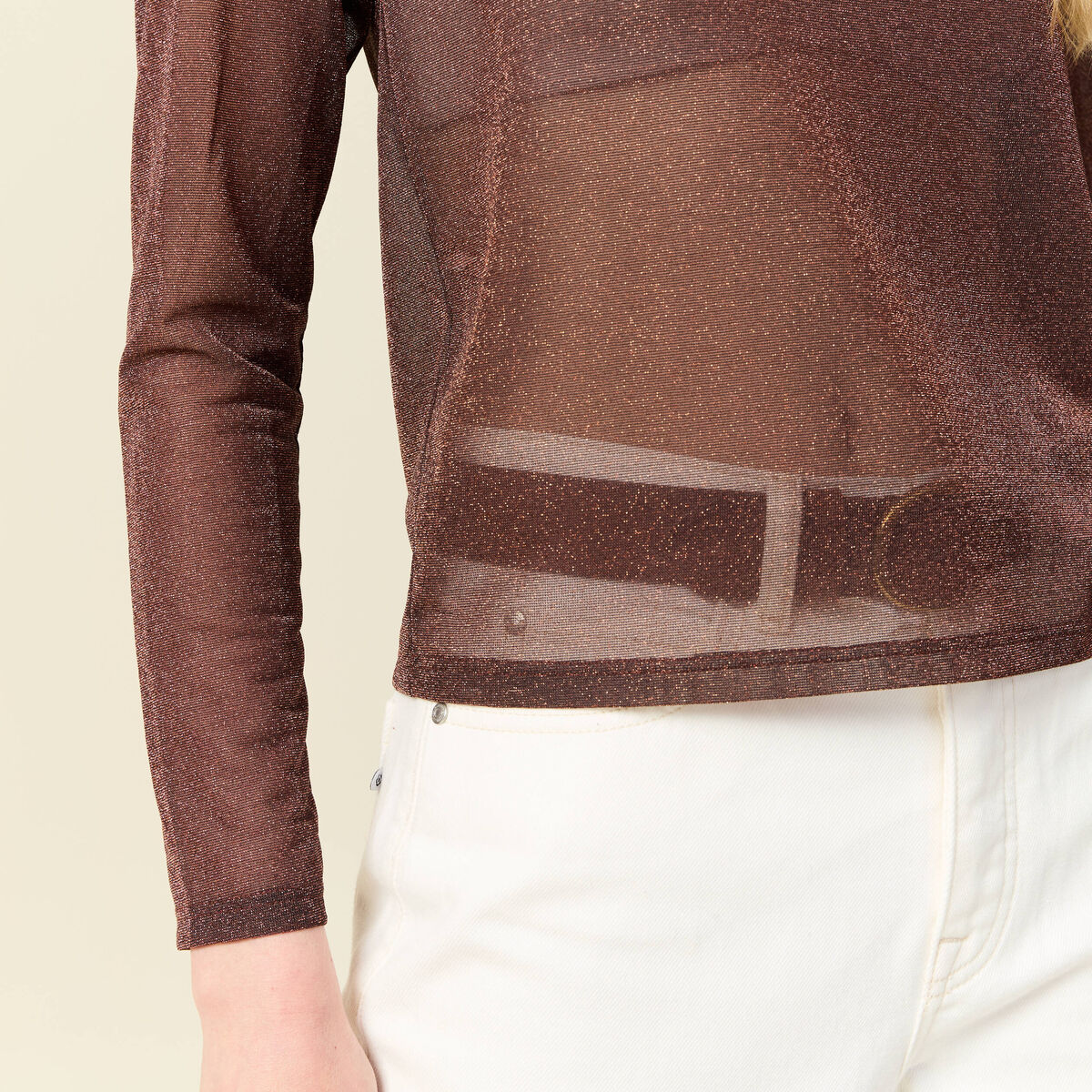 T-shirt manches longues marron cognac femme