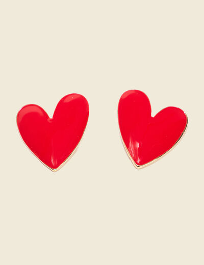 Boucles d'oreilles clous rouge femme