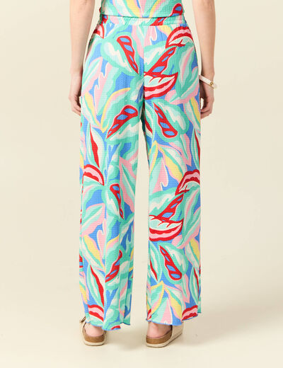 Pantalon fluide large multicolore femme