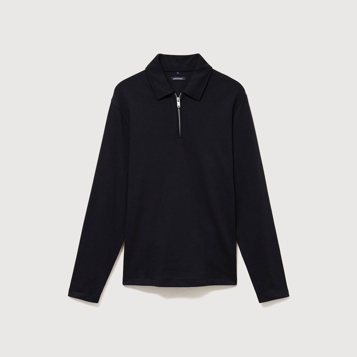 Polo droit manches longues noir homme