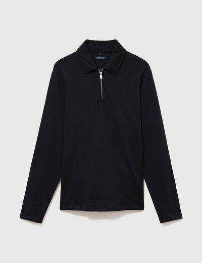 Polo droit manches longues noir homme