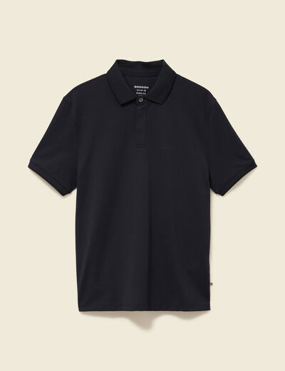 Polo cintr&eacute; manches courtes col polo noir homme