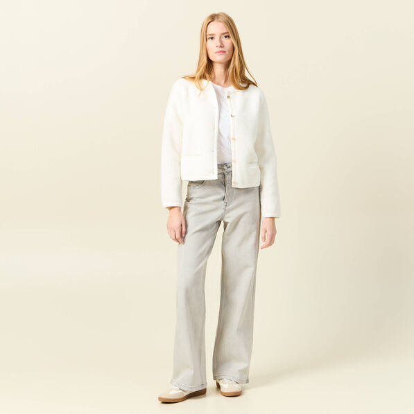 Jeans large éco-responsable denim gris clair femme