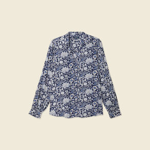 Chemise manches longues fluide bleu marine femme