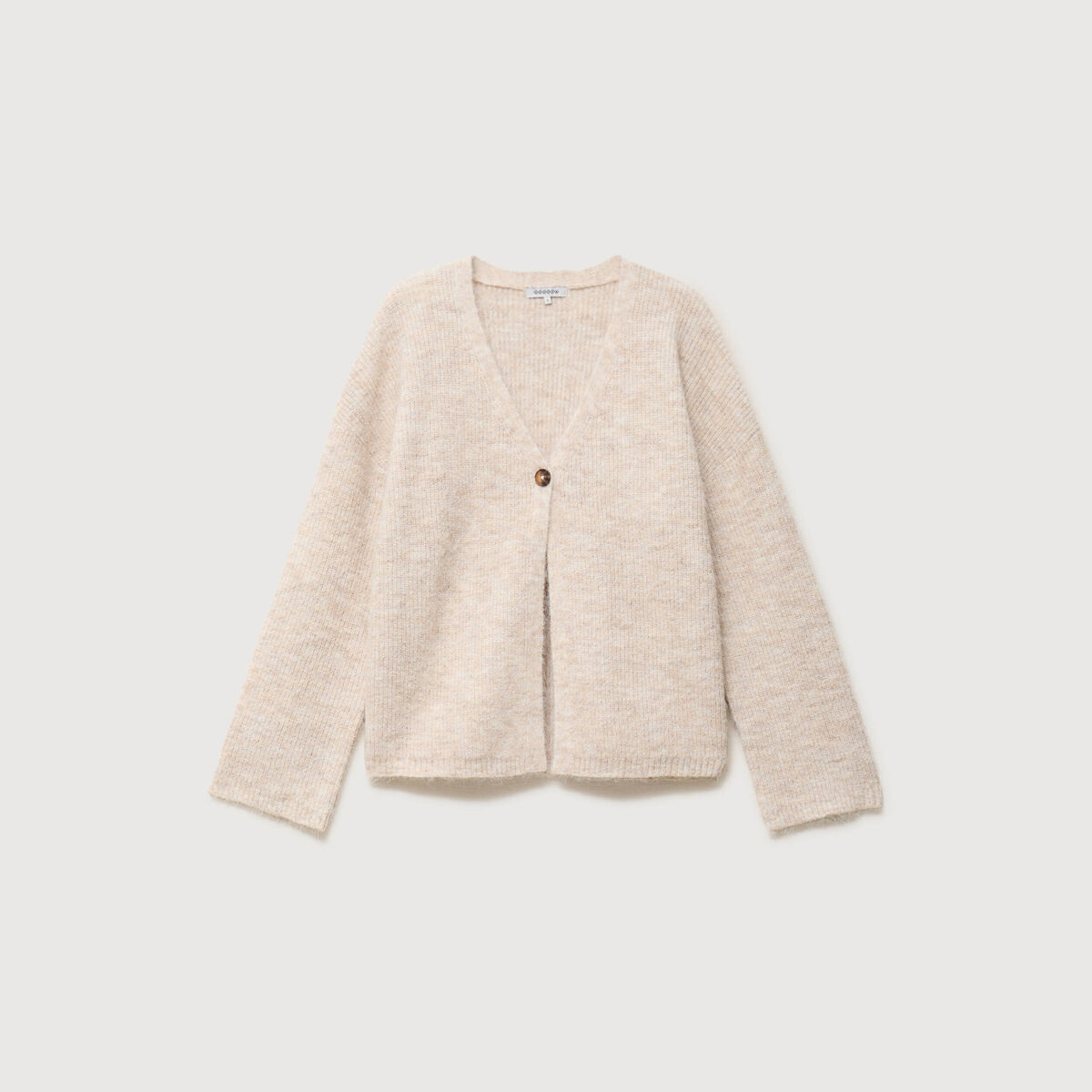 Gilet droit manches longues creme femme
