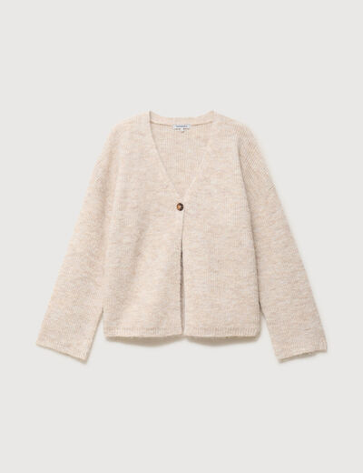 Gilet droit manches longues creme femme