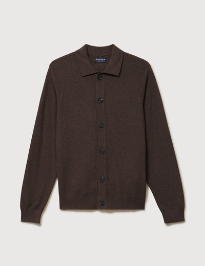 Cardigan manches longues marron homme