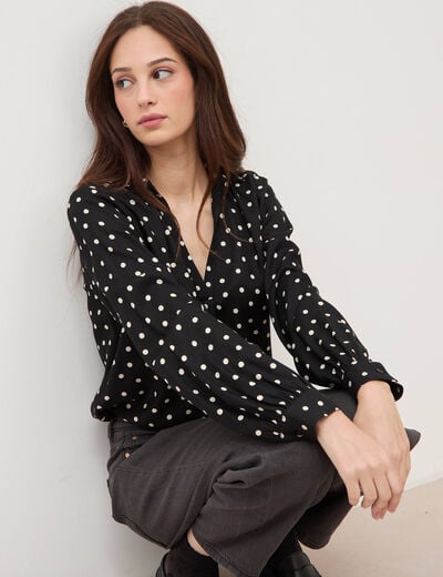 Blouse ample manches longues noir femme