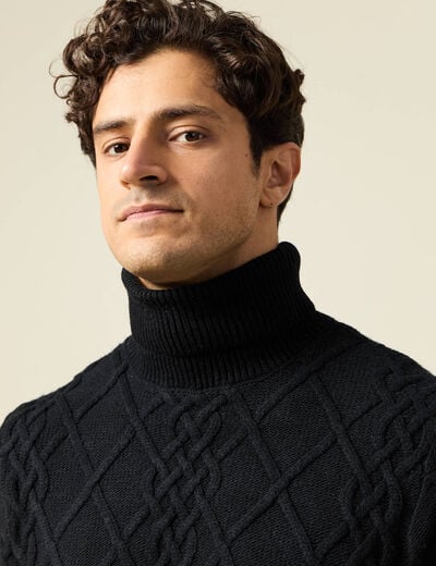 Tricot col montant noir homme