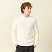 Pull fin manches longues col rond ecru homme