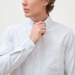Chemise manches longues col am&eacute;ricain bleu gris homme