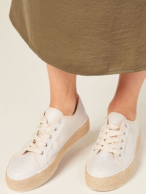 Espadrilles plates avec cordes ecru femme