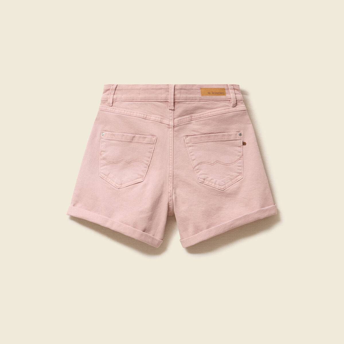 Short mom taille haute rose clair femme